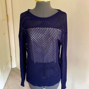 Navy blue open knit sweater